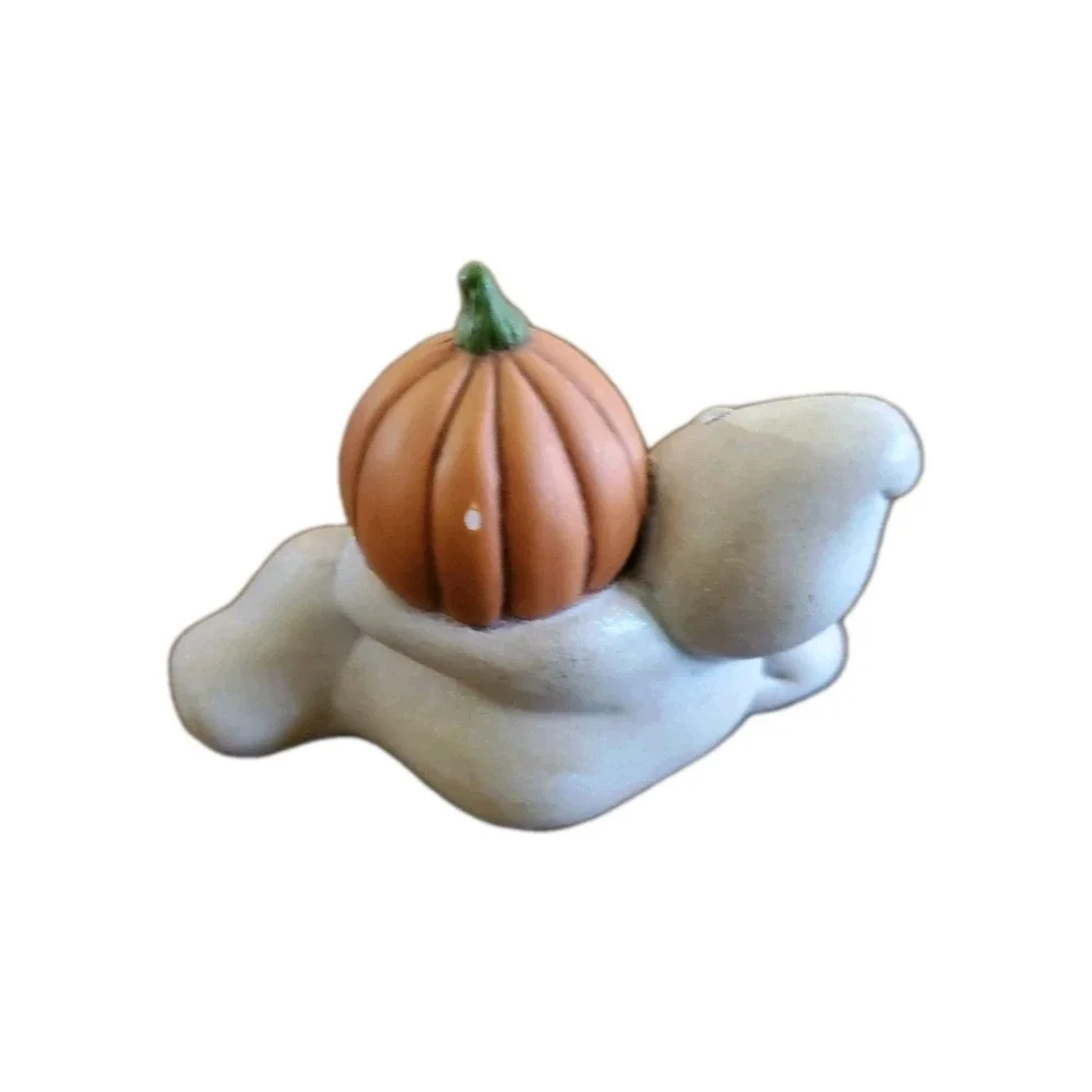 Painted Ghost With Jack O Lantern Pumpkin Figurine Halloween Decor